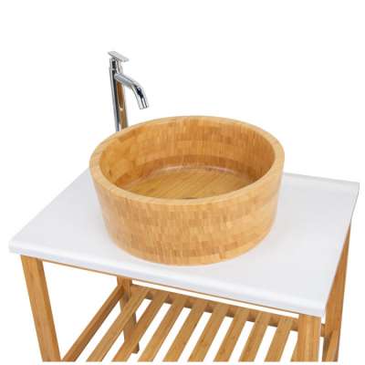 BAMBKIN top selling bathroom vessel face round wash basin bamboo basin sink