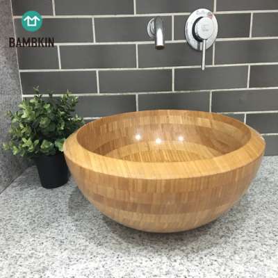 BAMBKIN round vessel sinks wash basin bathroom sink vanity bamboo basin sink